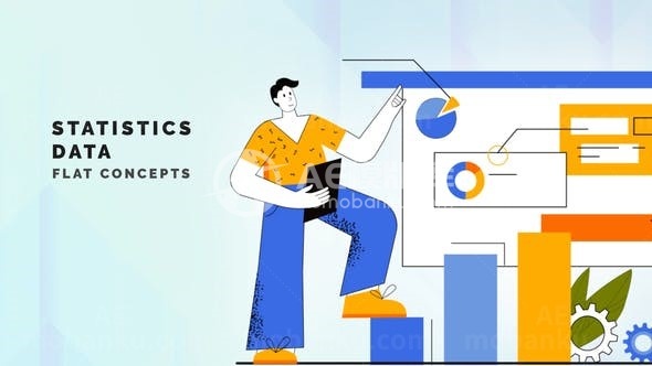 统计数据平面概念MG动画AE模板