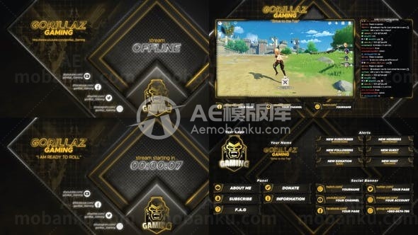 游戏直播宣传AE模板