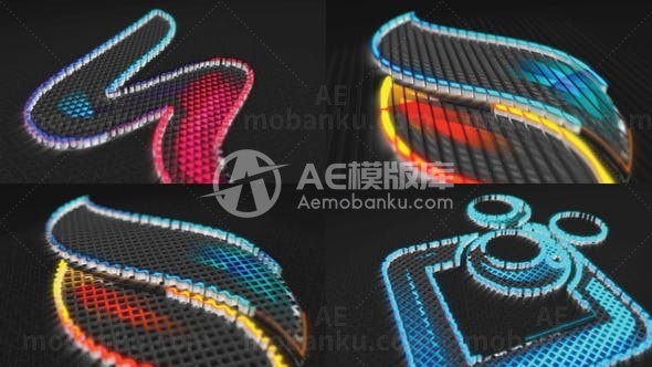 笔画元素标志演绎AE模板