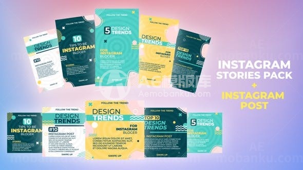 多组时尚标题动态展示AE模板