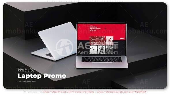 时尚网站笔记本电脑促销AE模板