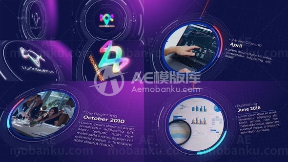 技术公司时间表动态演绎AE模板