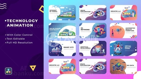 卡通风格技术MG动画AE模板