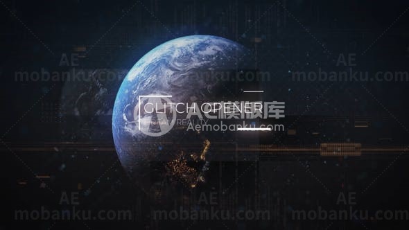 技术故障地球标题演绎AE模板