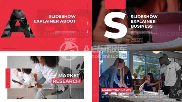 文本解释器幻灯片展示AE模板