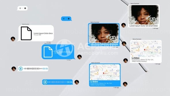 聊天对话消息泡泡展示AE模板