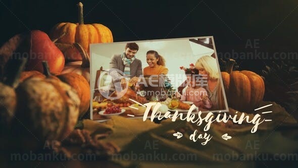 感恩节记忆幻灯片展示AE模板