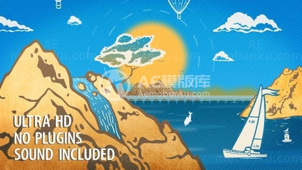 旅游标志动态演绎AE模板