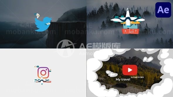 旅游标志动态演绎AE模板