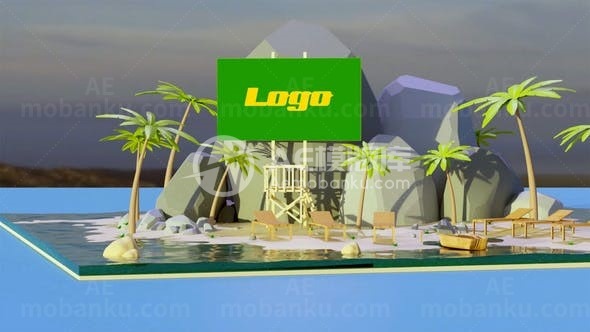 热带岛屿标志演绎AE模板