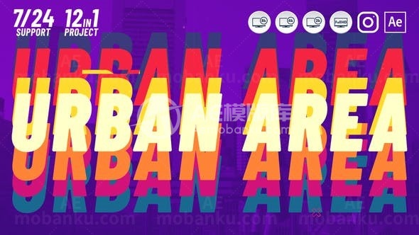 城市动态幻灯片展示AE模板