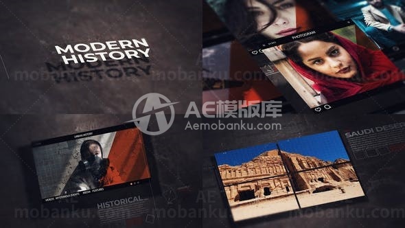 城市历史图片视频展示AE模板