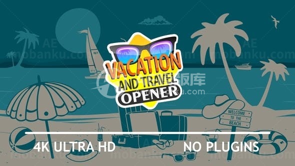 卡通风格旅行图片展示AE模板