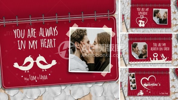 情人节图片展示AE模板