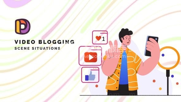 视频博客场景情境MG动画AE模板