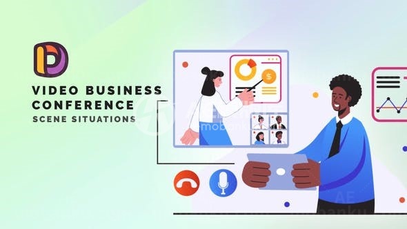 视频商务会议场景情况MG动画AE模板