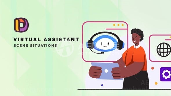 虚拟助手场景情境MG动画AE模板