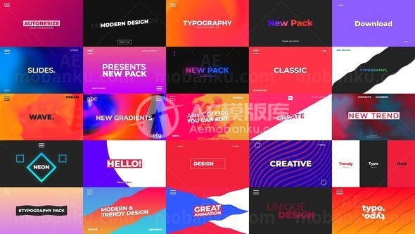 多组液态排版标题展示AE模板