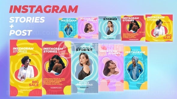 波浪形图片视频展示AE模板