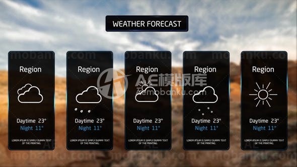 天气预报图标动态演绎AE模板