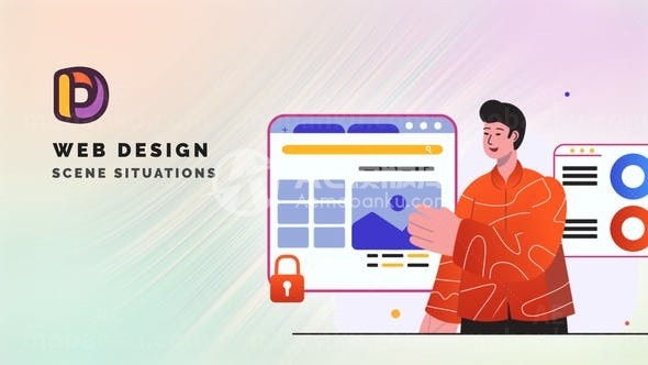 网页设计场景情境MG动画AE模板