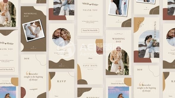 婚礼Instagram多屏展示AE模板