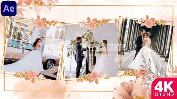 婚礼请柬幻灯片动态展示AE模板