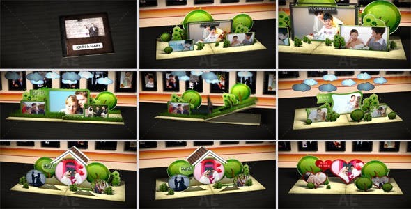 婚礼弹出相册展示AE模板