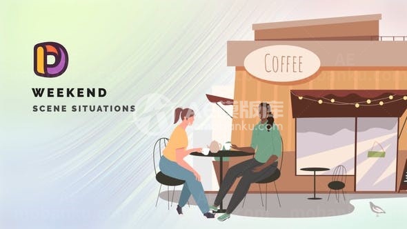 周末场景MG动画AE模板