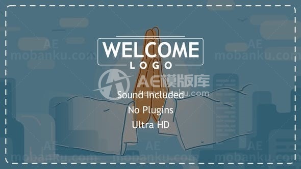 卡通风格欢迎标志演绎AE模板