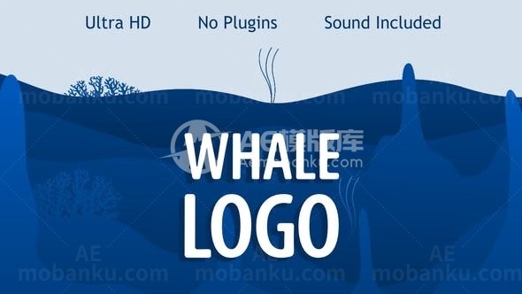 鲸鱼标志动态演绎AE模板