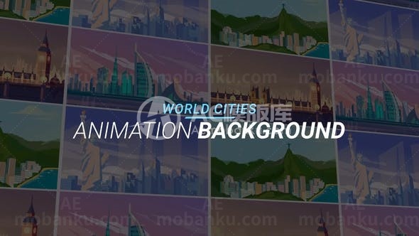 世界城市动画背景MG动画AE模板