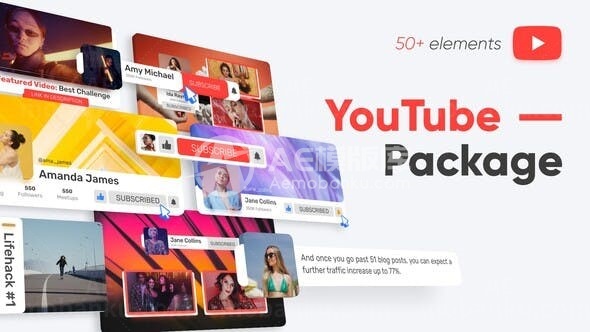 YouTube图片标题动态展示AE模板