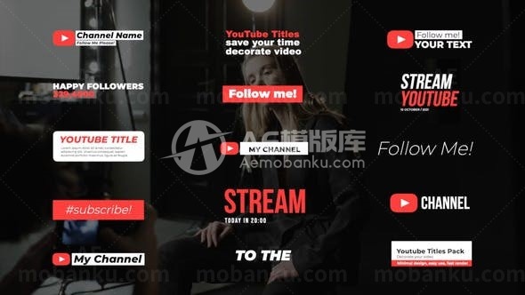 Youtube多组标题动态演绎AE模板