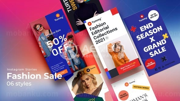 时装销售Instagram展示AE模板