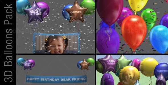 3D气球图片视频展示AE模板