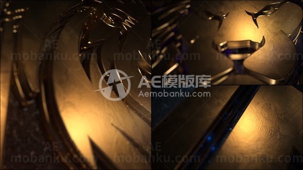 3D黄金标志展示演绎AE模板