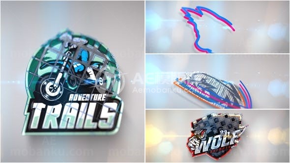 3D线条标志演绎AE模板