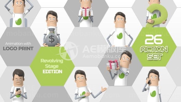 三维动画标志印刷演绎AE模板