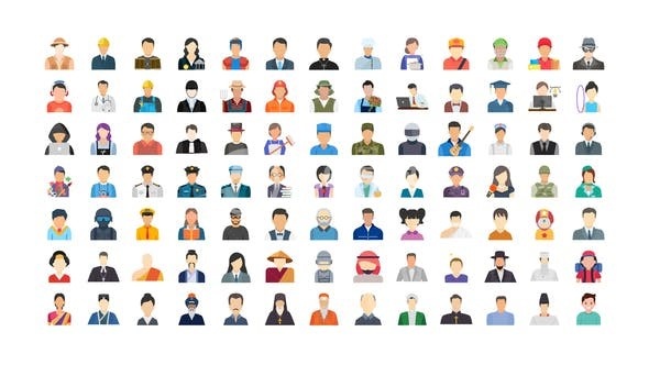 100个人头像图标演绎AE模板