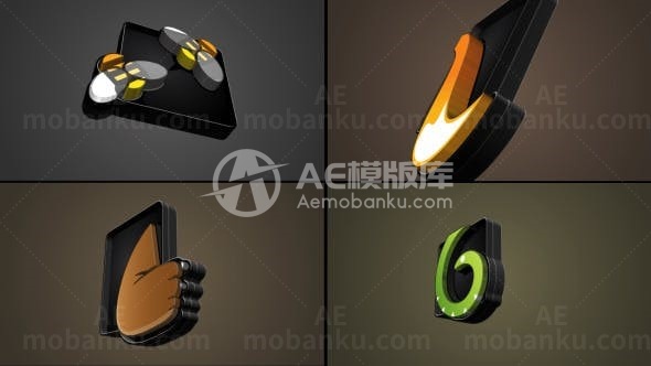 3D挤压立体标志演绎AE模板