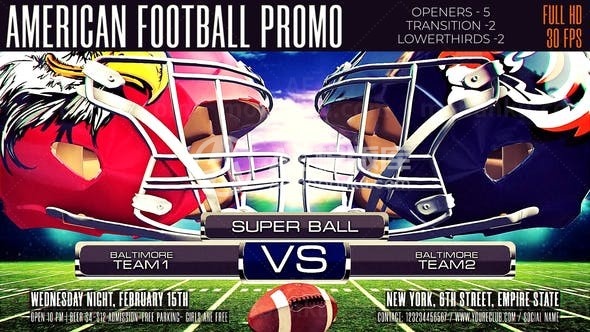 美式足球宣传片展示AE模板