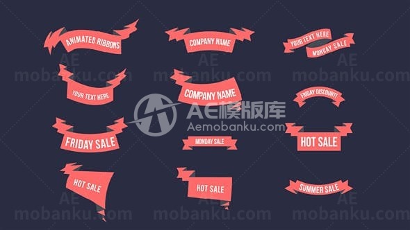 动画丝带集动态演绎AE模板