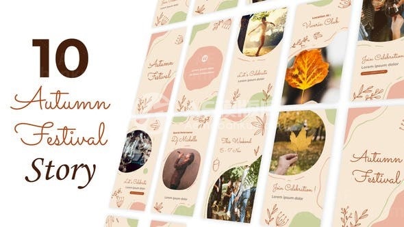 中秋节Instagram图片视频展示AE模板