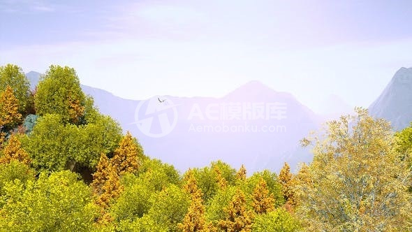 秋季森林自然标志演绎AE模板