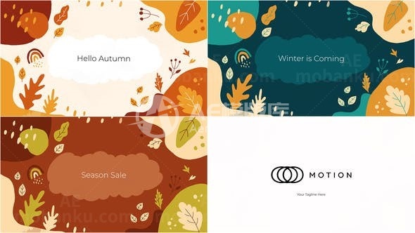 卡通风格秋季标志演绎AE模板