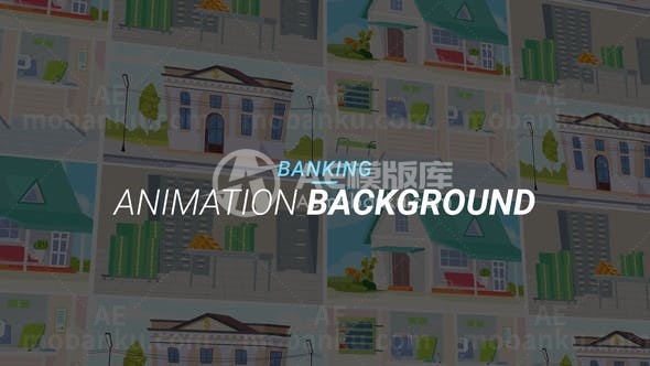 银行动画背景MG动画AE模板