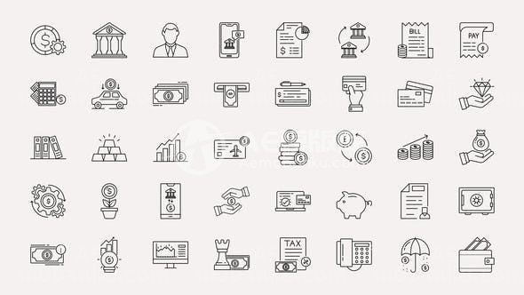 银行和金融行图标演绎AE模板