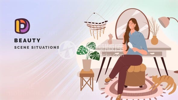 美丽场景情境MG动画AE模板