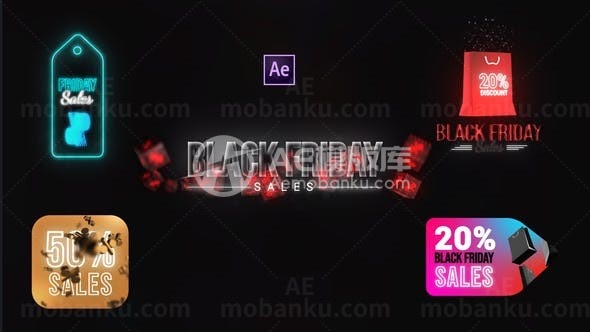 黑色星期五销售标题展示AE模板